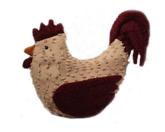 Chenille Fabric Rooster Figurine - 15" Long